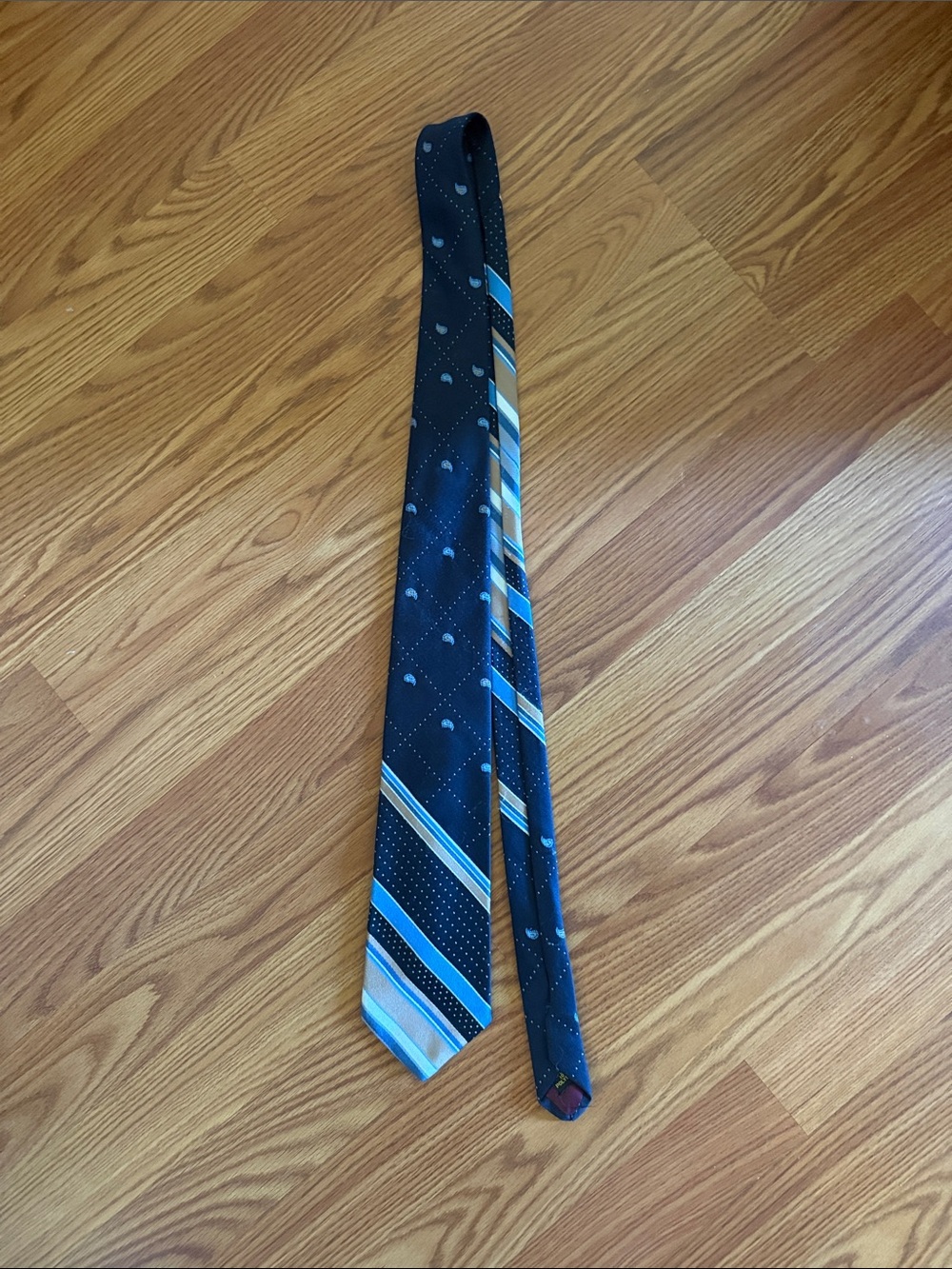 Men's Navy and Light Blue Striped Tie - Classic Formal Accessory